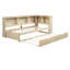 Lit de jour en bois avec couchette, tablettes de rangement et ports USB-317140297