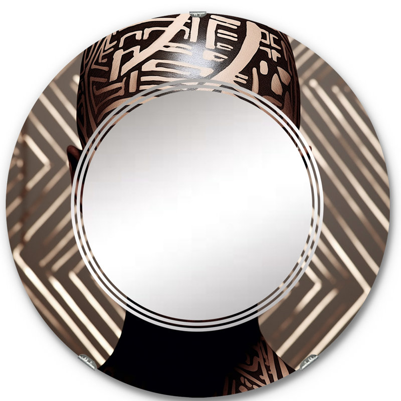Portrait d'une beauté africaine exquise - miroir mural moderne rond, 24 po x 24 po