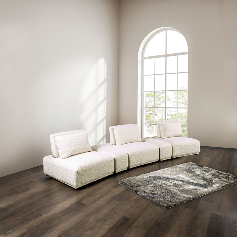 Canapé modulaire 5 pièces Aukeem, Polyester beige