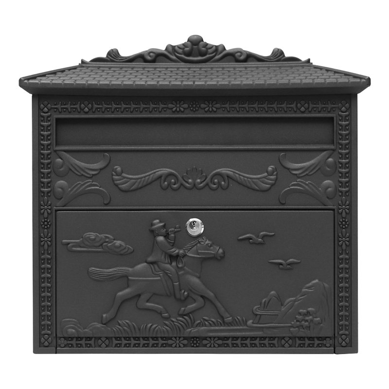 Cast Aluminum Wall Mounted Mailbox, Black Sand Grain