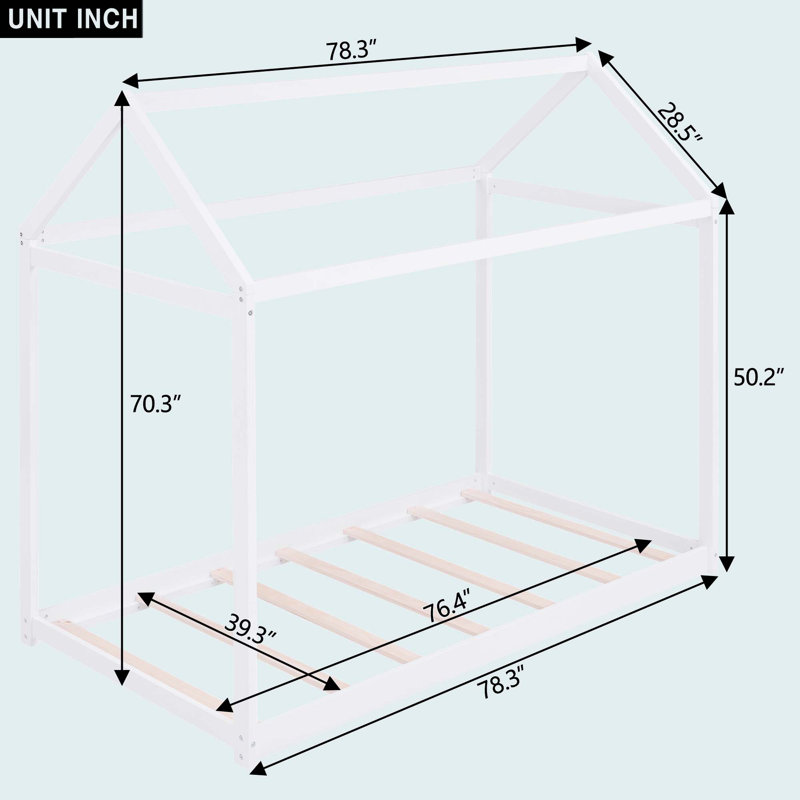 Lit simple en bois, Blanc