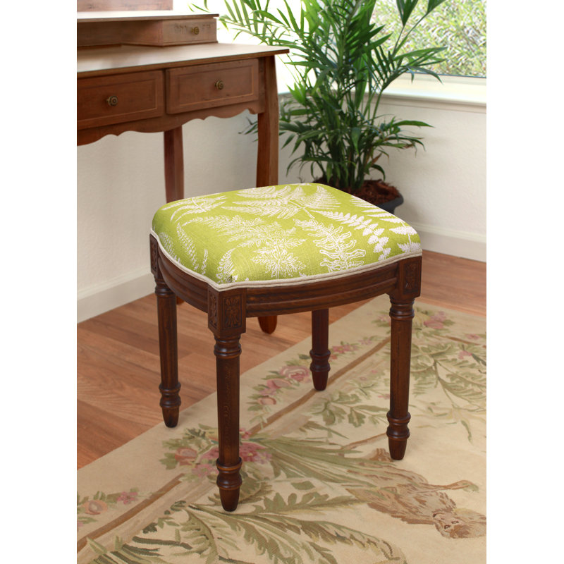 Tabouret de coiffeuse en lin Camiah Cathay, Noyers, Vert chartreuse
