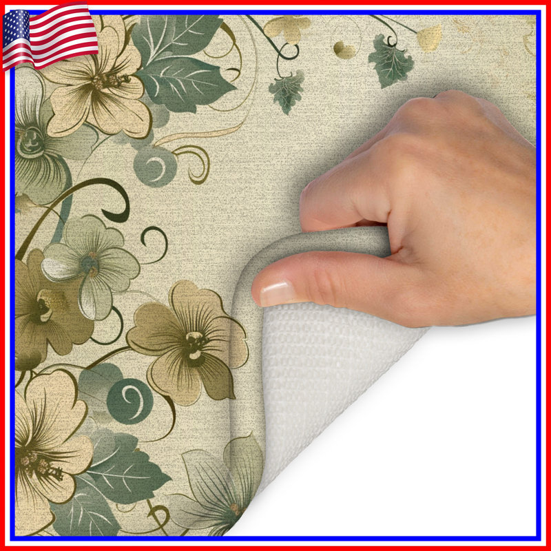 Tapis de bain floral, Single - 21" L x 34" W, Floral beige