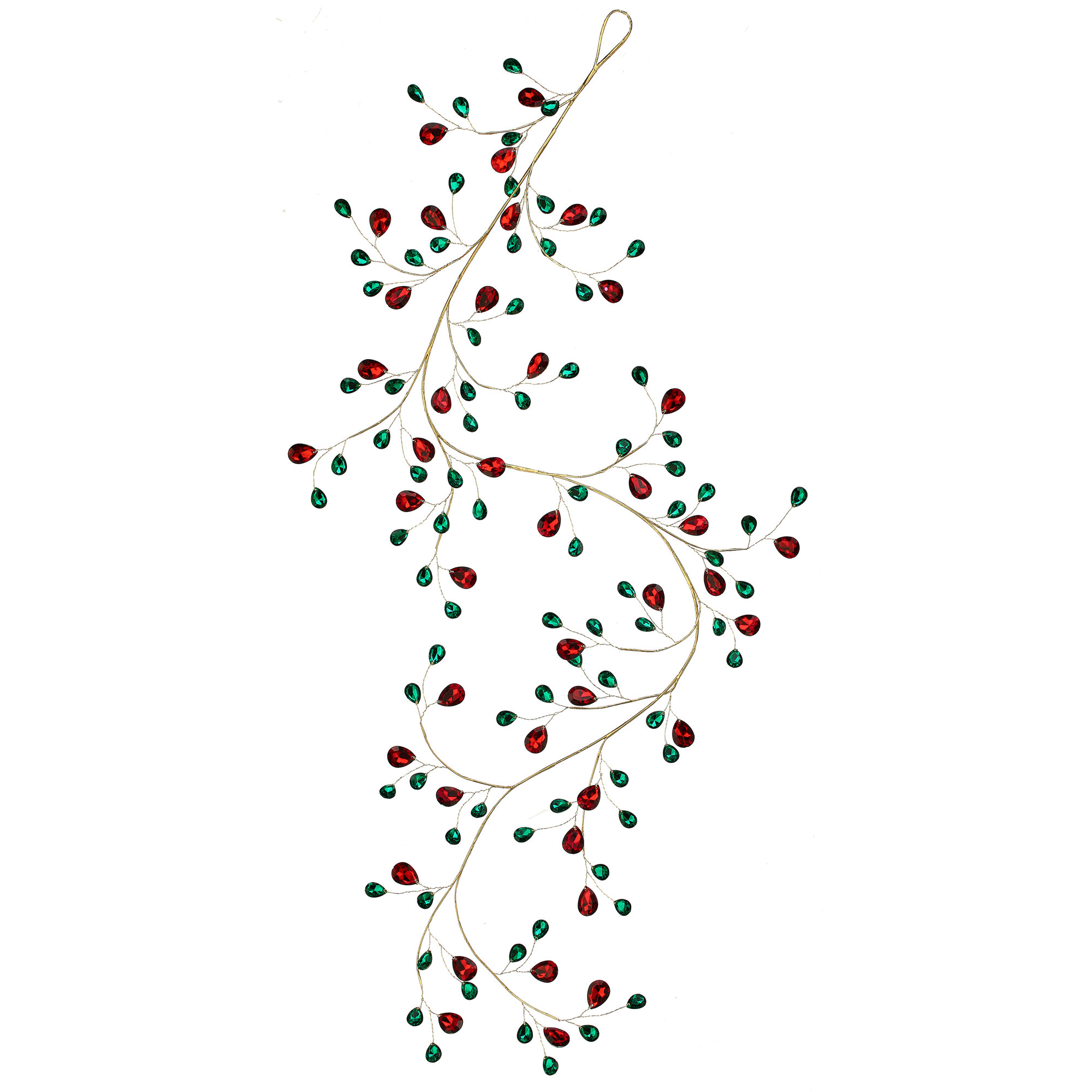 HALLELUJAH Metal Jewel Garland, 4.5" H x 45" W x 0.25" D, Green/Red/Gold