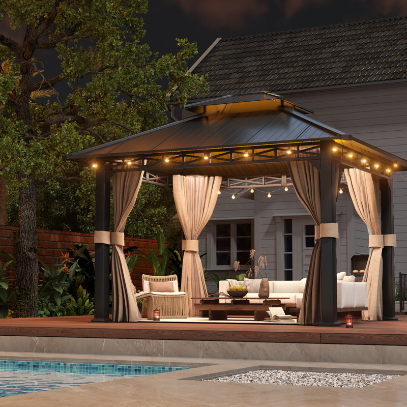 Abri de jardin pour patio en métal en aluminium mesurant l 16 pi P 8 pi.