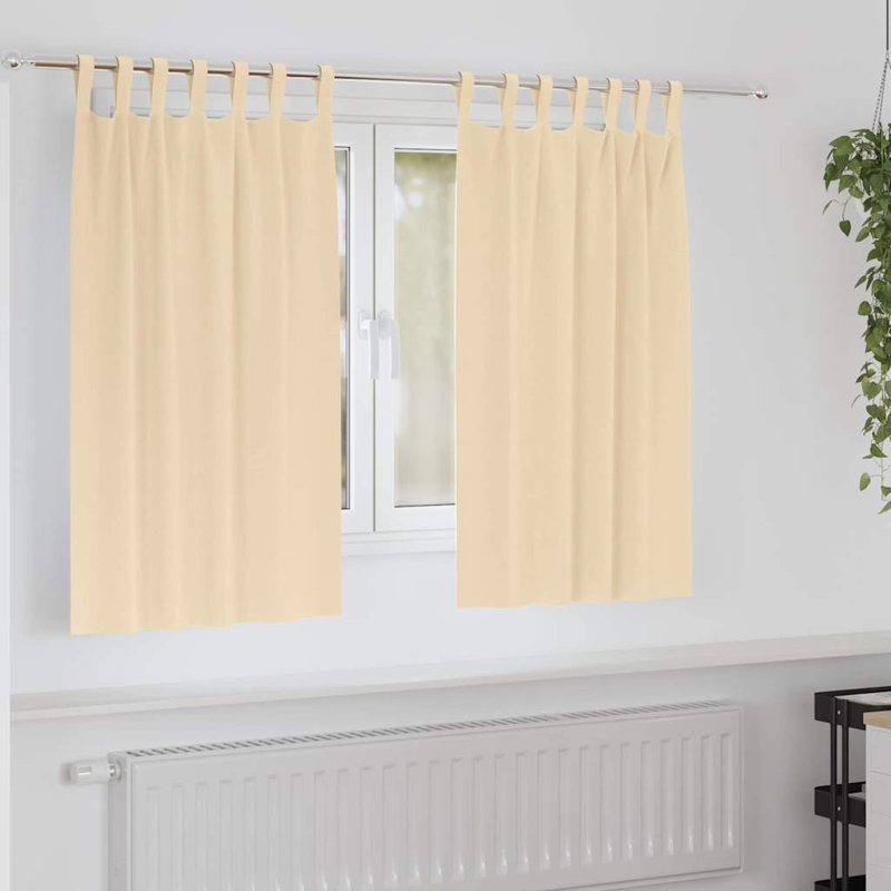 Curtains With Curtains 2 Pcs Polyester, Cream, 140cm Width x 140cm Drop