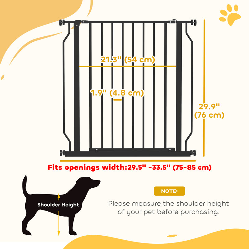 Barrière pour chien très large de 30 à 34 po avec double système de verrouillage, Noir, noir, noir, noir