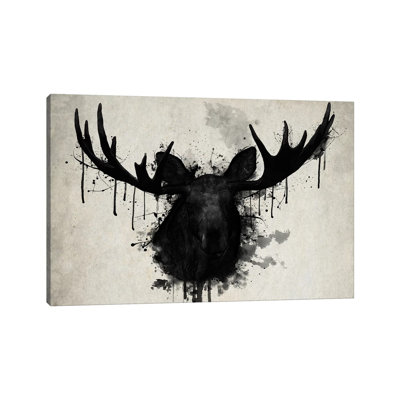 Moose 1 Piece Wrapped Canvas Painting