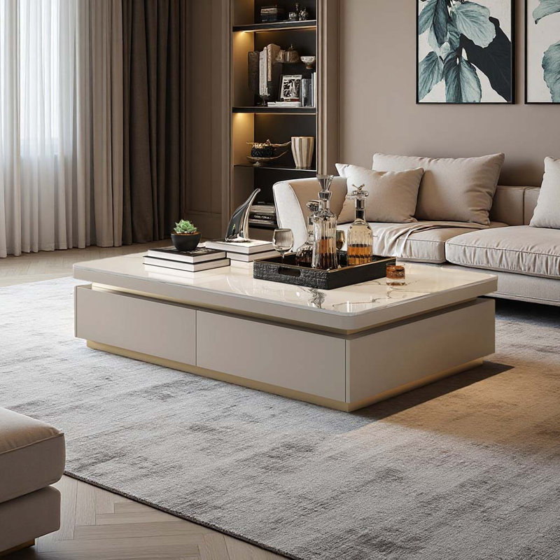 Table basse Modern Luxury-Style, Thé au lait gris