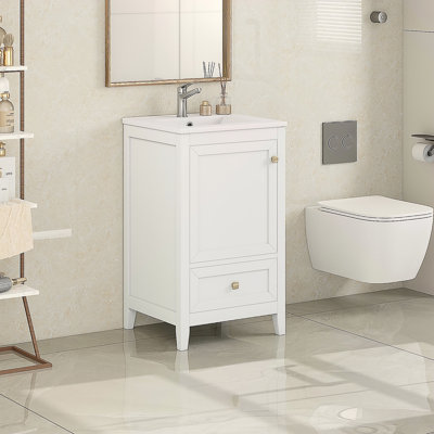 20" Bathroom Vanity With Sink, Bathroom Cabinet With Soft Closing Door, Storage Rack And A Drawer