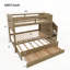 Lit superposé avec lit gigogne et trois tiroirs de rangement, escalier de rangement et garde-robe-128949016