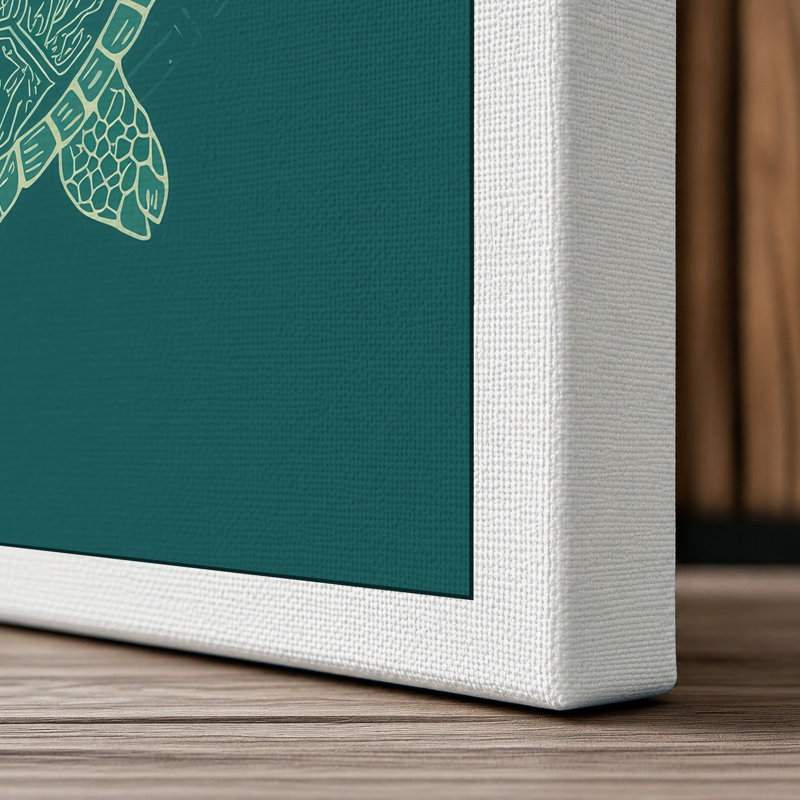 Drifting Turtle Japandi - Wrapped Canvas, 36x24 - 91.4 x 61.0 cm, White Border