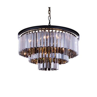 Lustre à niveaux unique et remarquable à 9 lumières Yazmin