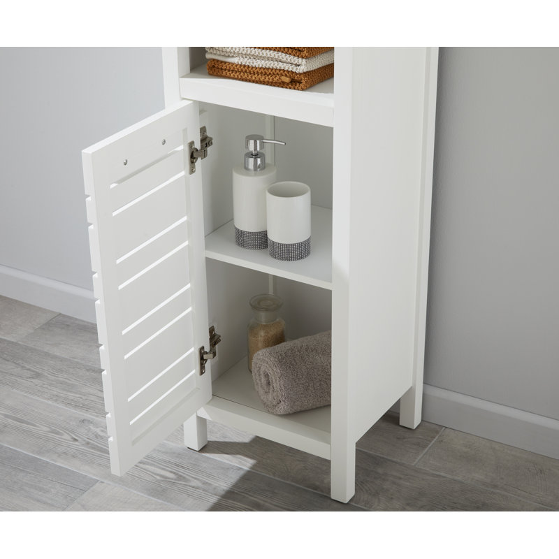 Jeri Solid Wood Freestanding Linen Cabinet, White