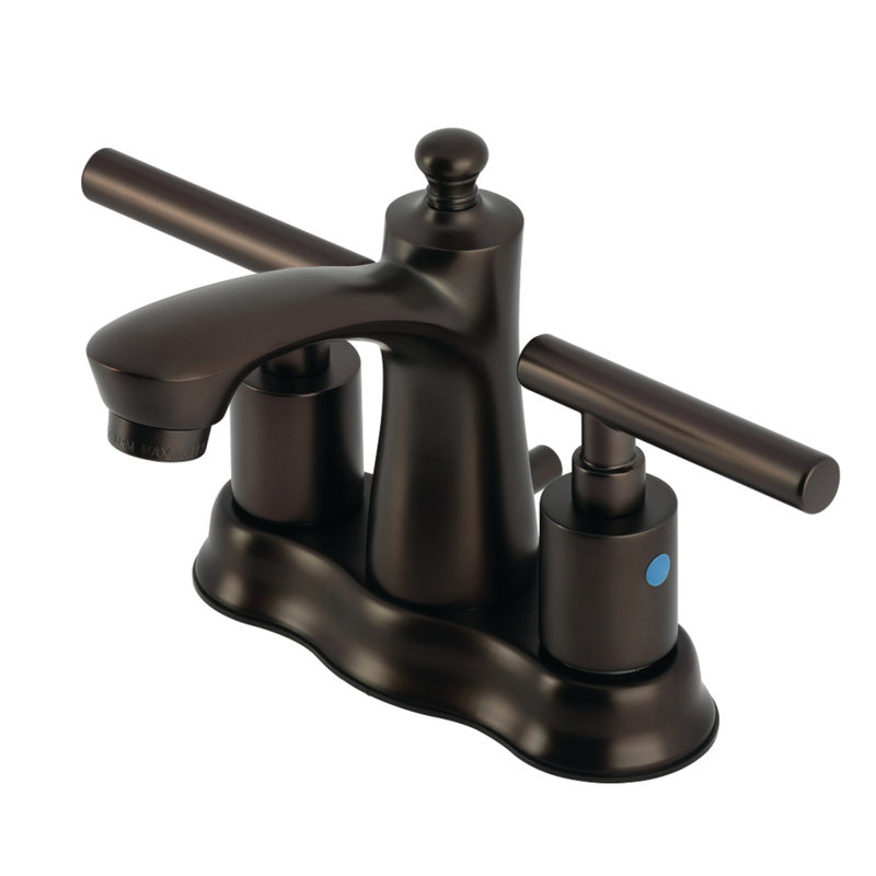 Kingston Brass Manhattan Two-Handle 3-Hole Deck Mount 4" Centerset Bathroom Faucet with Pop-Up Drain, Oil Rubbed Bronze