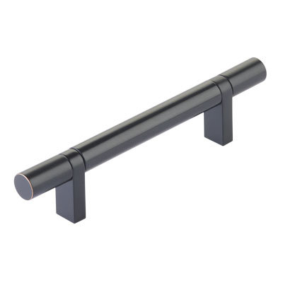 Emtek Select Cabinet Pull 4" C-C, Rectangular Bar Stem, Smooth Bar