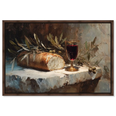 Art mural Remède, "Broken Bread I Christian", toile encadrée, cadre en noyer, 36 x 24
