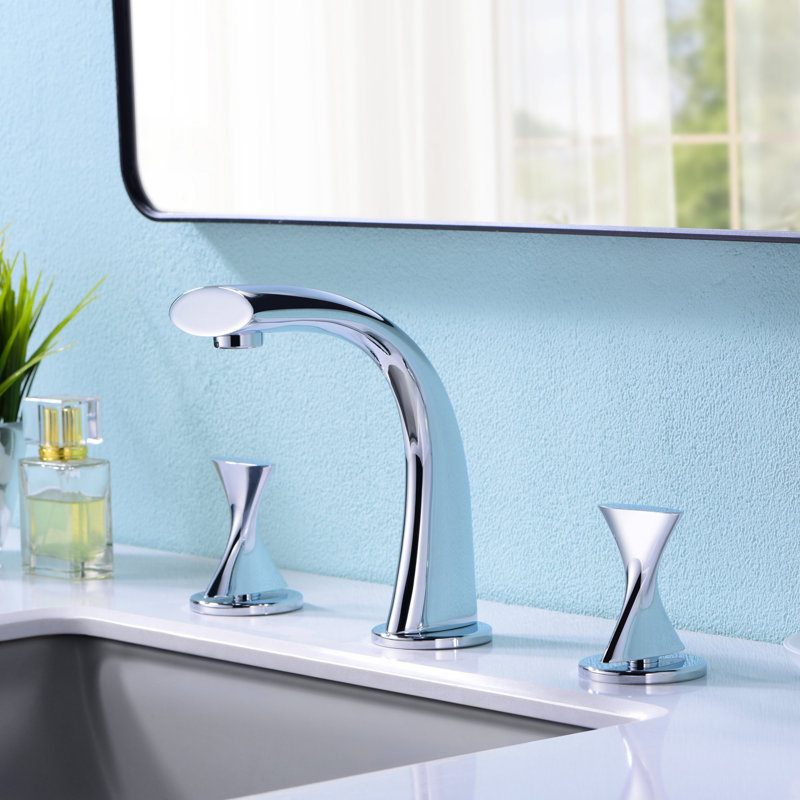 Twist Collection Two-Handle 6" to 10" Widespread Lavatory Bathroom Faucet with Drain Assembly - Chrome Polished