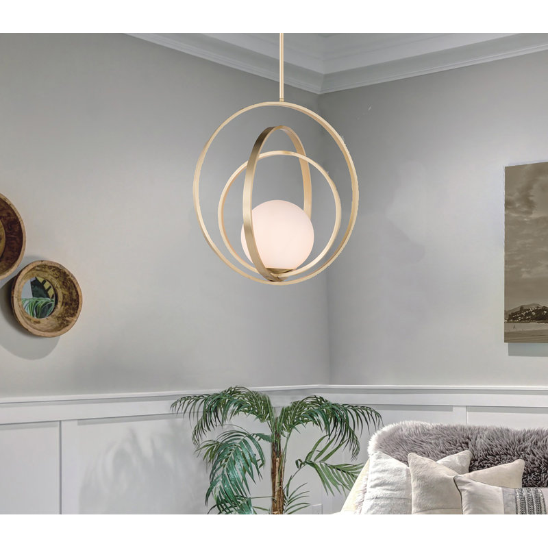 Luminaire suspendu géométrique à 1 lumière Elidge, Laiton satiné