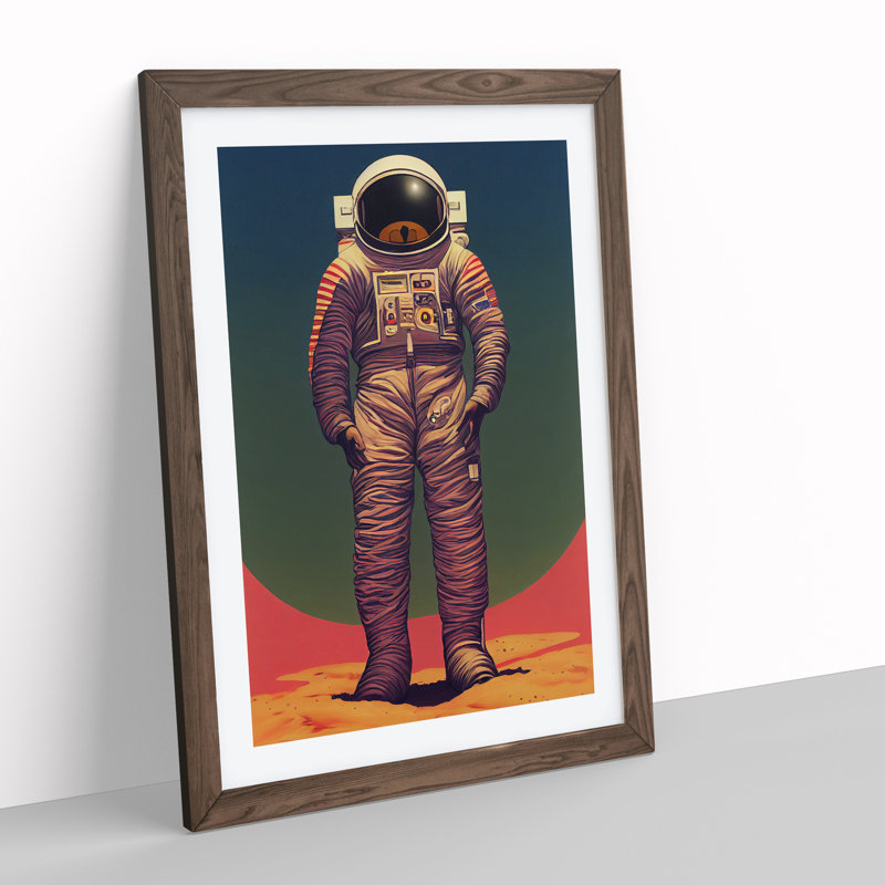 Astronaut Arrival - Single Picture Frame Print, 64cm H x 46cm W x 2cm D, Walnut Framed