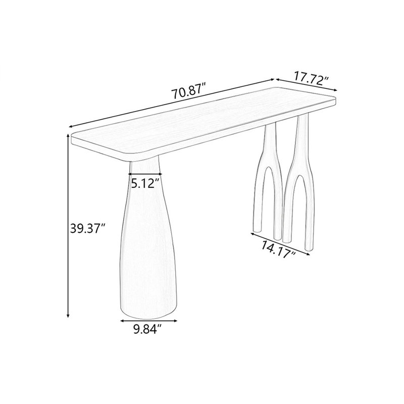 70.87" Black Rectangular Solid Wood Bar Table