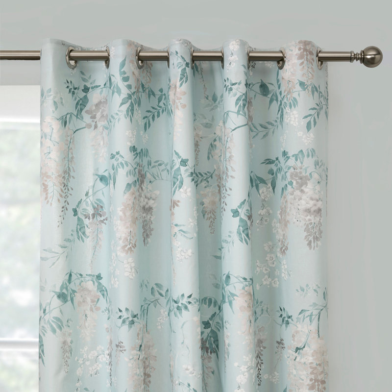 Kingsley 100% Cotton Semi Sheer Curtain Pair, Width 168 x Drop 137 cm, Duck Egg