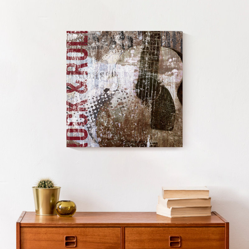 Guitare Rock and Roll sur toile, H 12 po x l 12 po x P 1,25 po