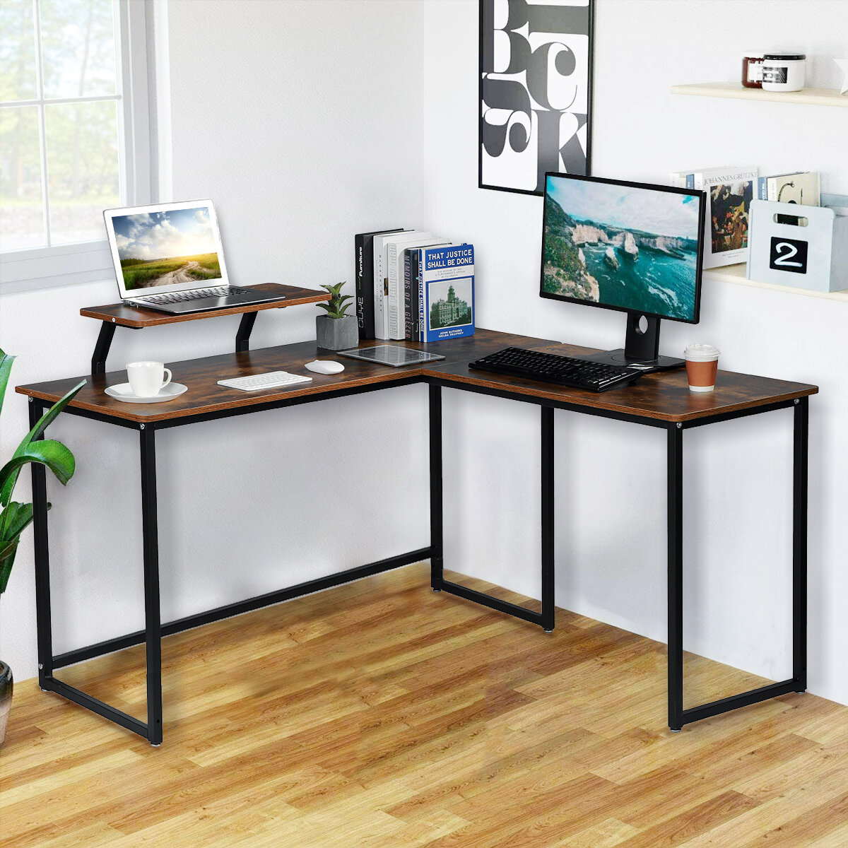 17 Stories L Shaped Metal Base Computer Desk And Reviews Wayfair 5802