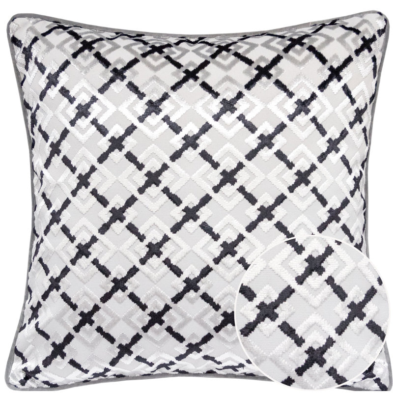 Leshi Indoor/Outdoor Throw Pillow, Silver/Black