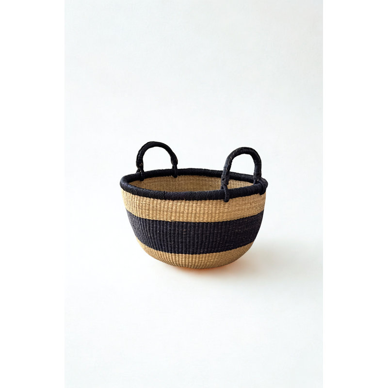 Panier Bolga tissé à la main - rond, Noir