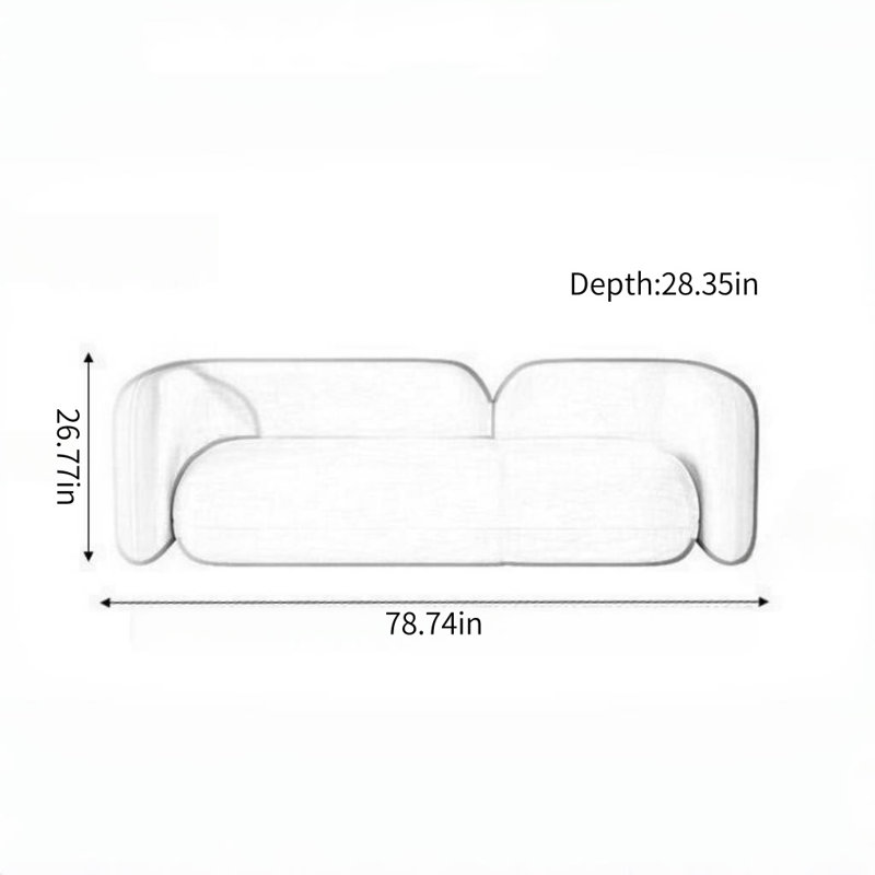 Canapé moderne de style crème minimaliste, 3, H 26,77 po x l 78,74 po x P 28,35 po, Brun / Blanc cassé