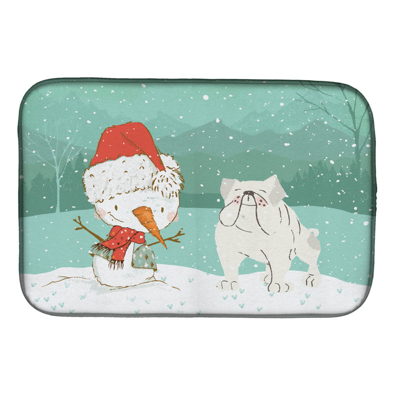 Snowman Christmas, White English Bulldog