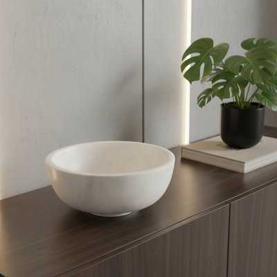 10" White Marble Round Centerpiece Bowl