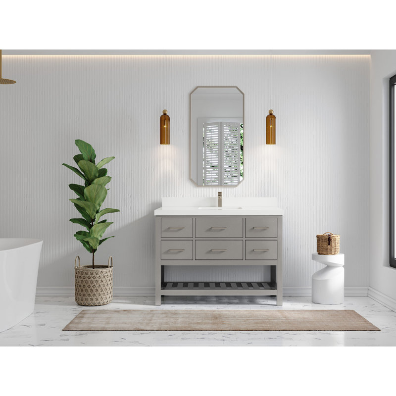 Parker 48'' Single Bathroom Vanity with Top, White