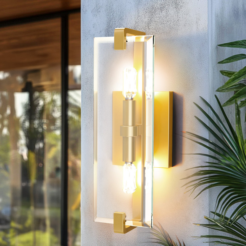 14.5'' Modern Interior Wall Mount Light Fixture, 2-lights Dimmable Wall Sconce for Bathrooms Hallways Porch, Gold