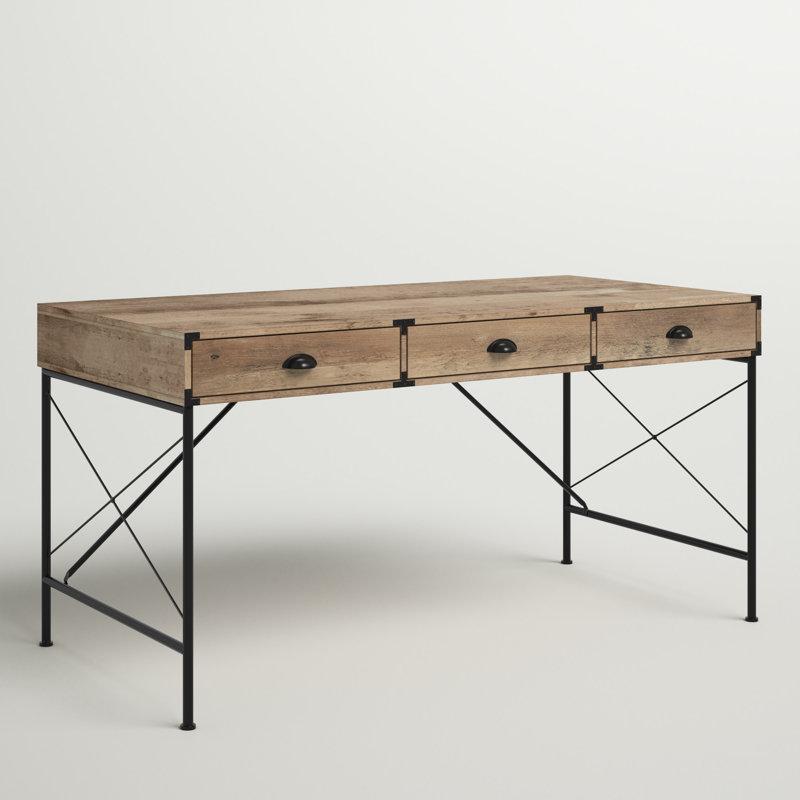 Wycombe 59'' Wood Grain Desk with Drawers, Rustic Oak
