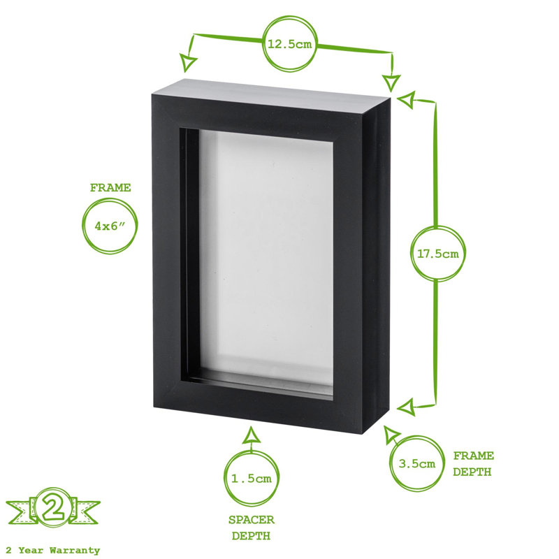Nicola Spring - 3D Box Photo Frame - 4" x 6" - White