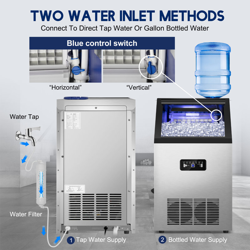 120 Lb. Daily Production Cube Clear Ice Stainless Steel Under Counter/Freestanding Ice Maker