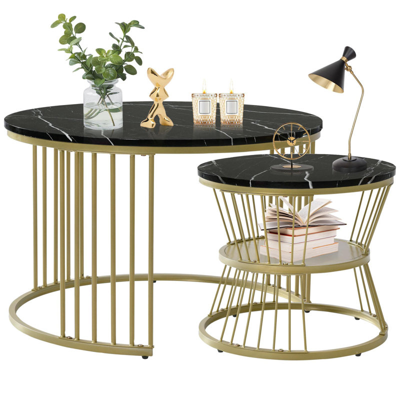 Frame Coffee Table with Storage, Black
