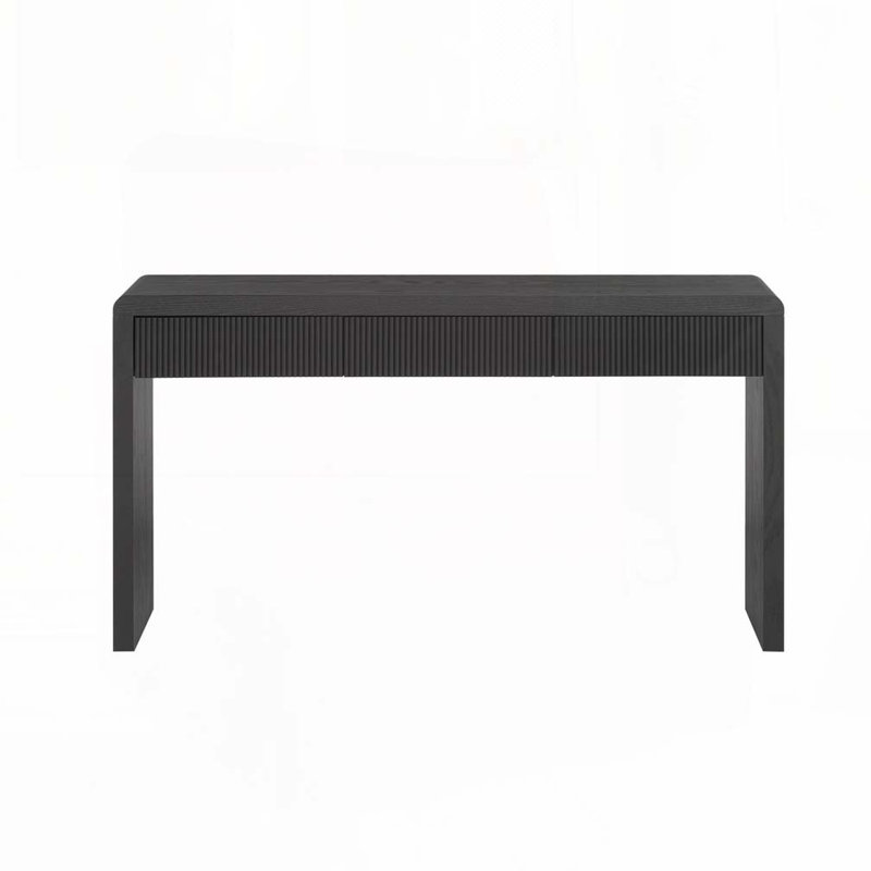 Console Table With 3 Drawers, Black