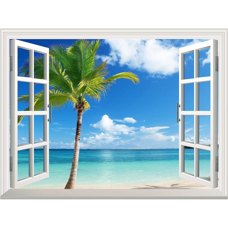Tropical Beach View Self-Adhesive Removable Wall Mural