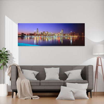 États-Unis, Illinois, Chicago, nuit, art abstrait contemporain, art mural
