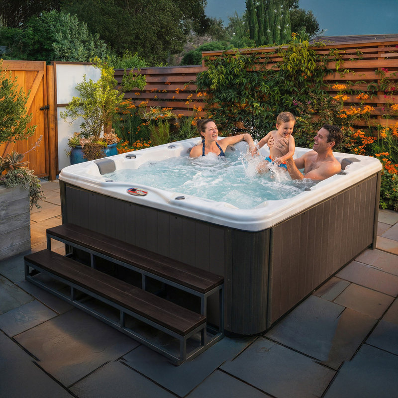 American Spas 240 Volt 6 Person 56 - Jet Acrylic Square Standard (Hardwired) Hot Tub with Ozonator and Built-In Speaker