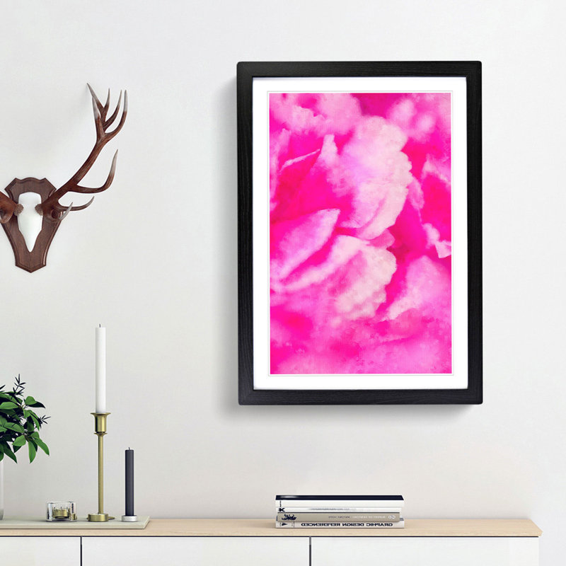 Pink Petals In Bloom - Single Picture Frame Print on MDF, 33cm H x 24cm W x 2cm D, Black Framed
