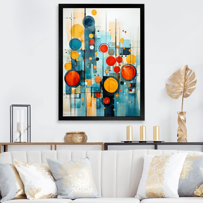 «Laycee Blue Mid Century Midcentury Mosaic II», reproduction d'art sur toile encadrée, H 44 po x l 34 po x P 1,5 po