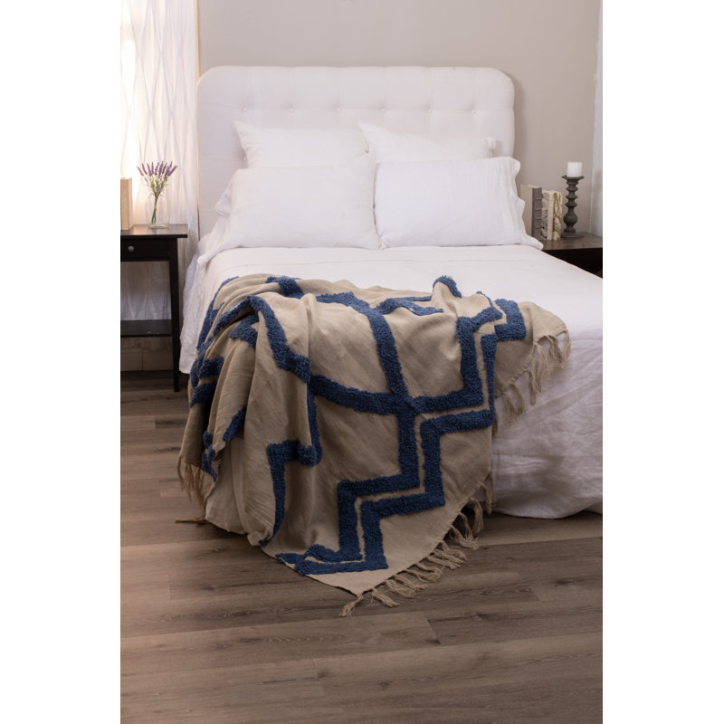 Arcadin Linen Throw Blanket, Blue