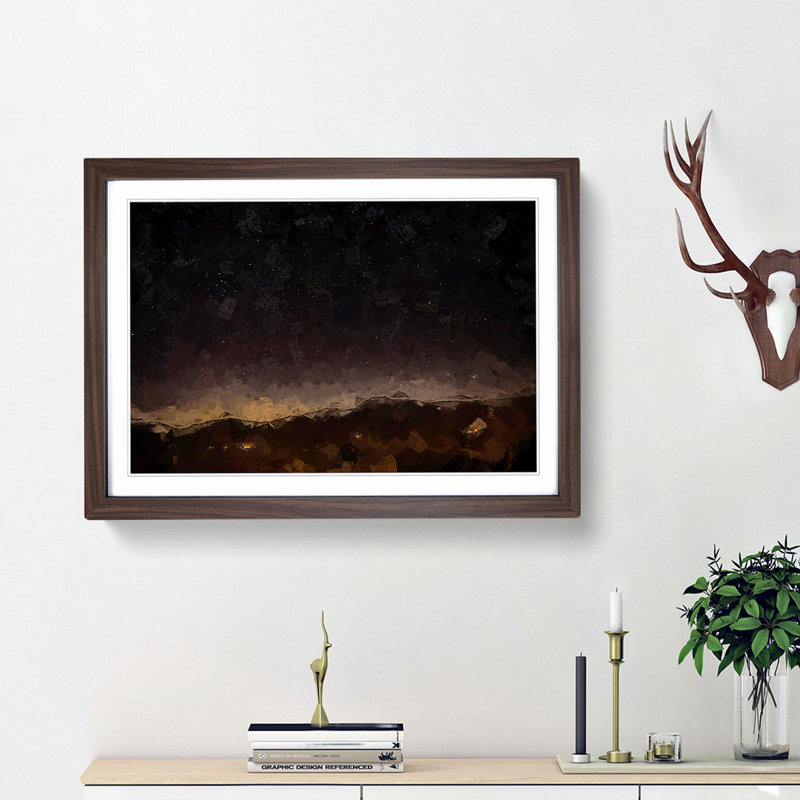 Stars over Trigance in France - Picture Frame Graphic Art Print, 36cm H x 48cm W x 2cm D, Walnut Framed