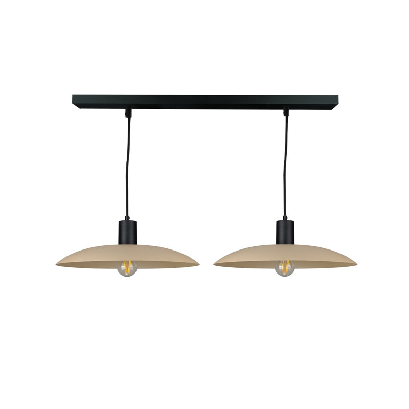 2 - Light Matte Black Dome Pendant, Black/Latte