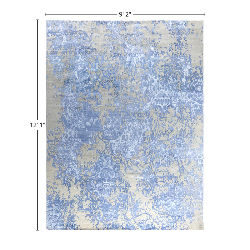 Overdyed One-of-a-Kind Rectangle 9'2" X 12'1" Hand Knotted Area Rug