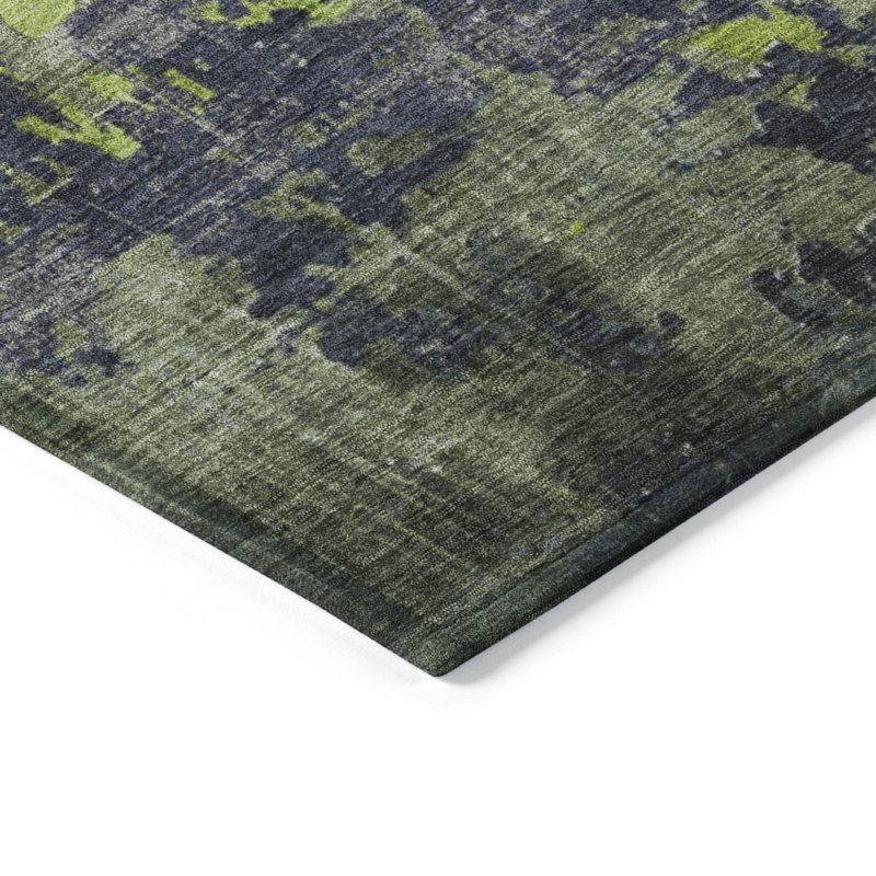 Tapis intérieur / extérieur lavable à la machine Xhevrie, Rectangle 9 pi x 12 pi